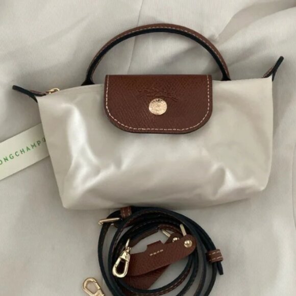 Longchamp Le Pliage Whirte Mini Canvas Tote Zipper Closure - Picture 1 of 9